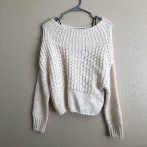 Fuzzy off the shoulder sweater
